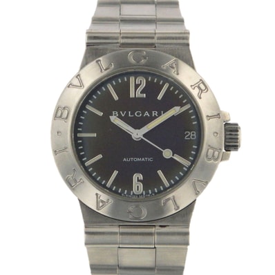 BVLGARI ブルガリ ディアゴノ デイト 自動巻き 29mm ブラック 腕時計 LCV29 ステンレススチール シルバー 自動巻き メンズ【中古】