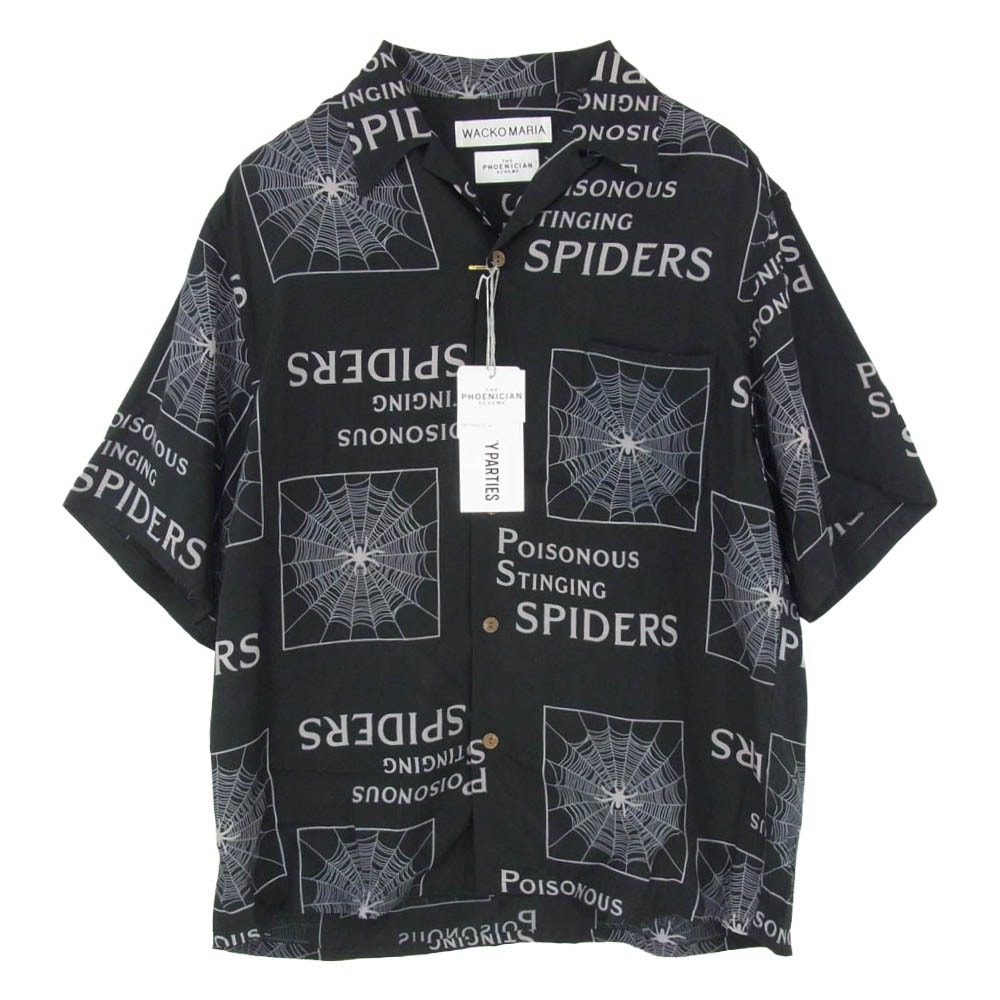 WACKO MARIA ワコマリア 26SS TPS-WM-HI03 × THE PHOENICIAN SCHEME SHIRT TYPE-3 フェニキア スキーム 開襟 オープンカラー 半袖 ハワイアンシャツ ブラック系 M【新古品】【未使用】【中古】