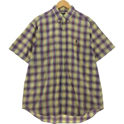 古着 ラルフローレン Ralph Lauren BLAKE 半袖 ボタンダウン チェックシャツ メンズL相当/eaa535670