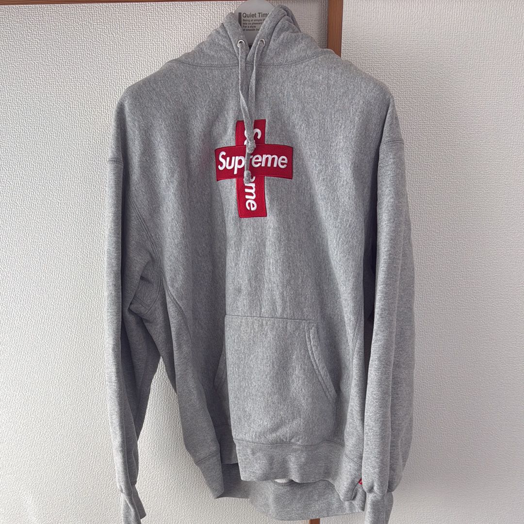 Supreme Cross Box Logo Hooded Sweatshirt "Grey"