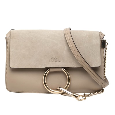 クロエ フェイ Faye 斜め掛け ショルダーバッグ グレージュ レザー スウェード レディース Chloe 【中古】