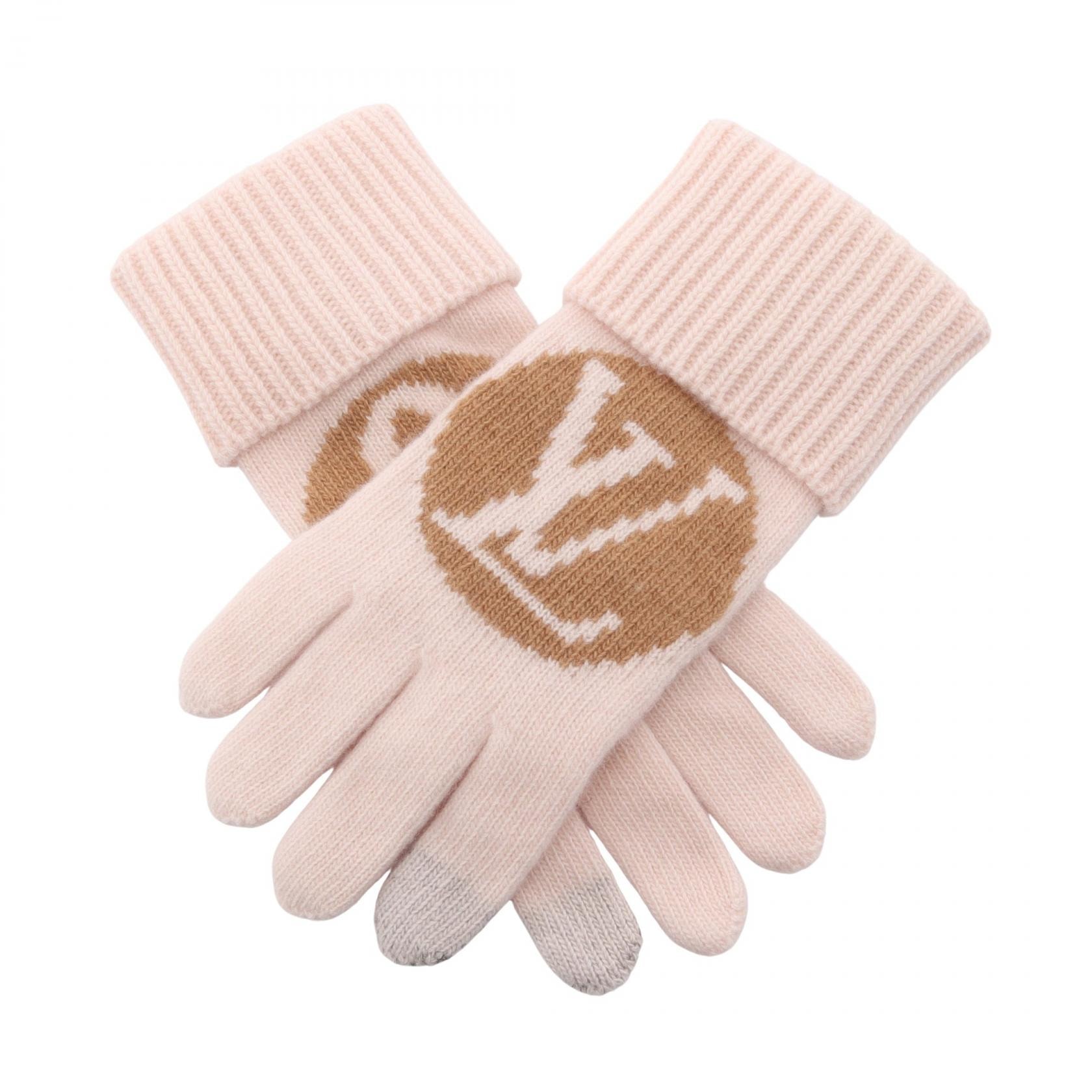 ルイ・ヴィトン LOUIS VUITTON マイユLVメダリオン 手袋 衣料品 ウール ピンク レディース ピンク系 / ブラウン系 M79254 【中古】