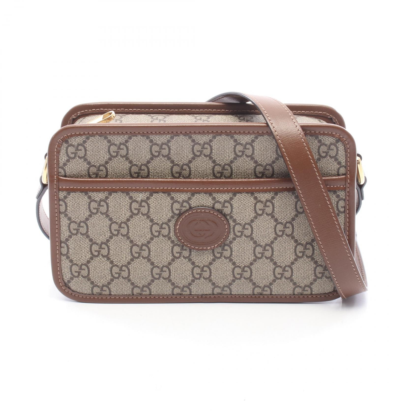 グッチ GUCCI インターロッキングG GGスプリームミニバッグ ショルダーバッグ バッグ PVCコーティングキャンバス レザー レディース ベージュ系 / ブラウン系 658572 92TCG 【中古】