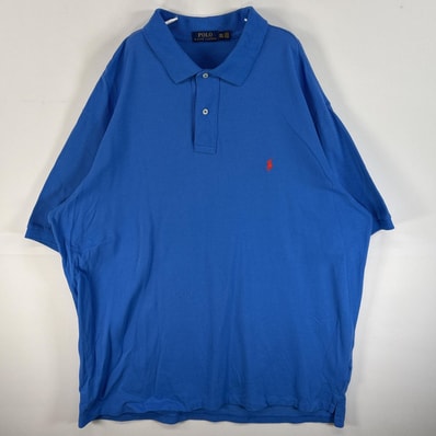 古着 ポロ・ラルフローレン POLO RALPH LAUREN 鹿の子 半袖 ポロシャツ ワンポイント ロゴ 刺繍 2ボタン 大きいサイズ 3XLT 水色 無地 メンズ