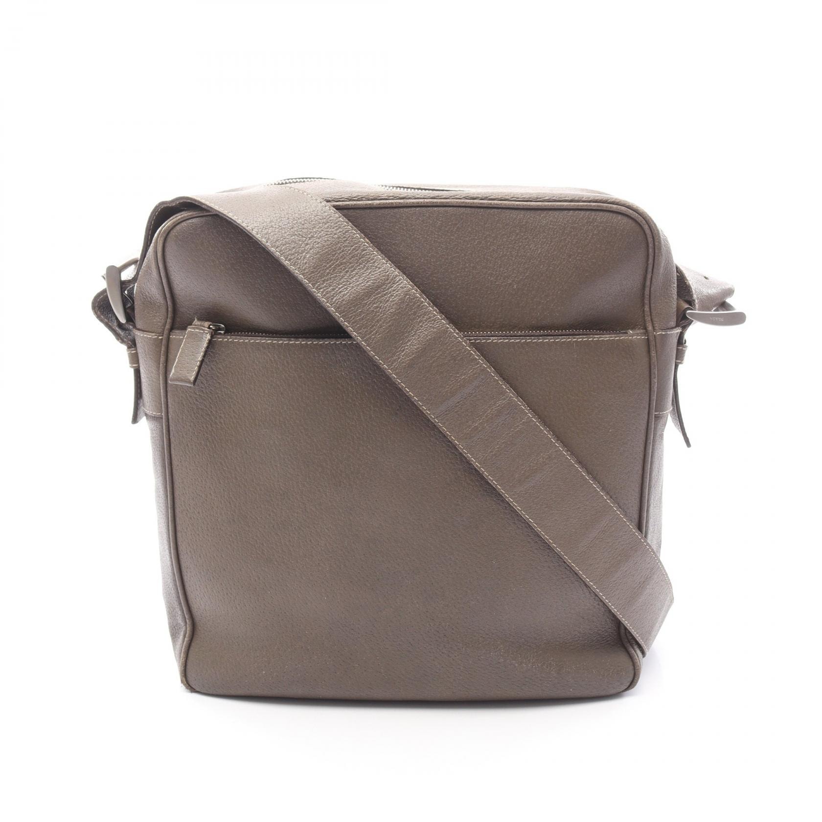 プラダ PRADA TESSUTO + VERNI ショルダーバッグ バッグ レザー レディース ブラウン系 【中古】