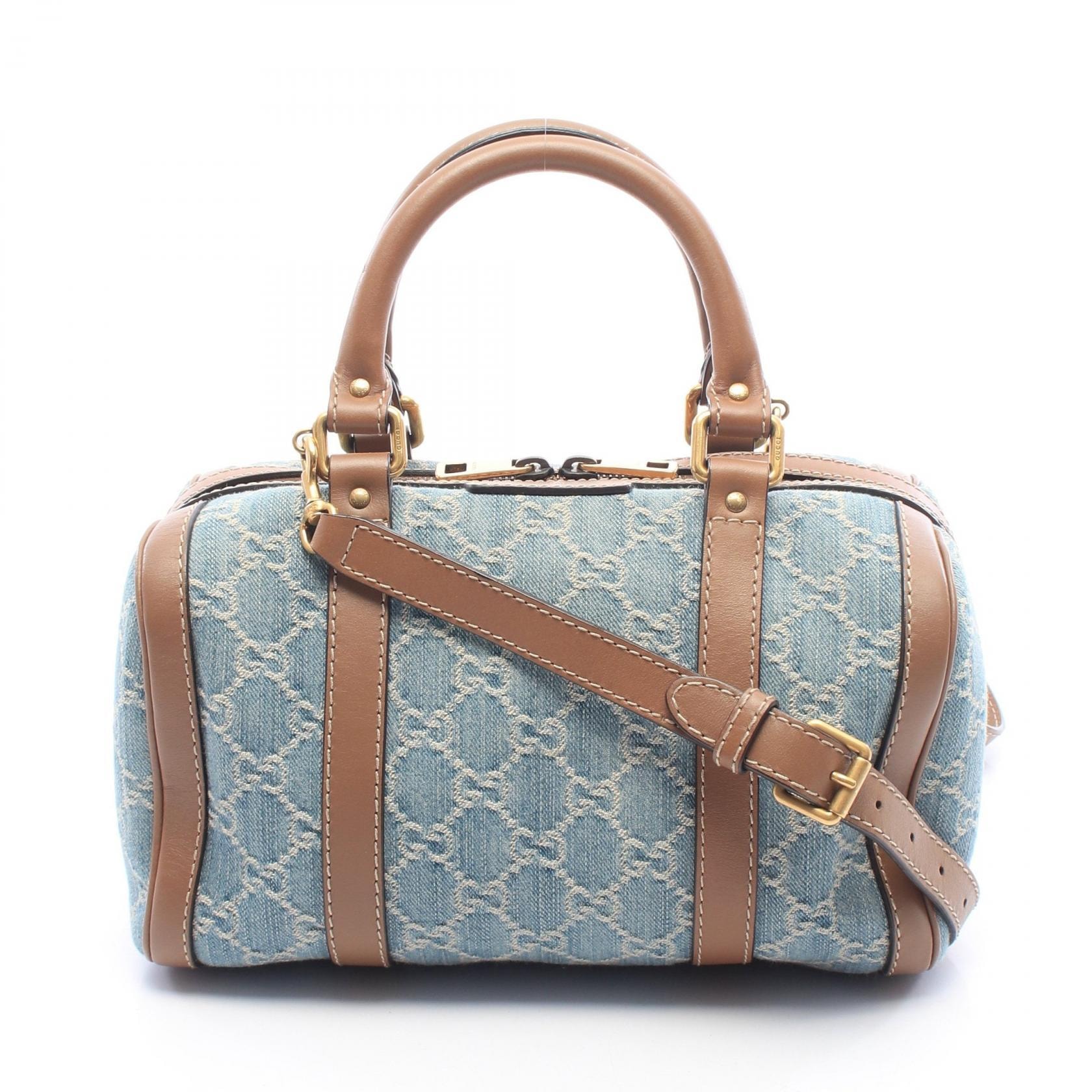 グッチ GUCCI GGデニム 2WAY ハンドバッグ バッグ デニム レザー レディース ブルー系 / ホワイト系 / ブラウン系 269876 【中古】