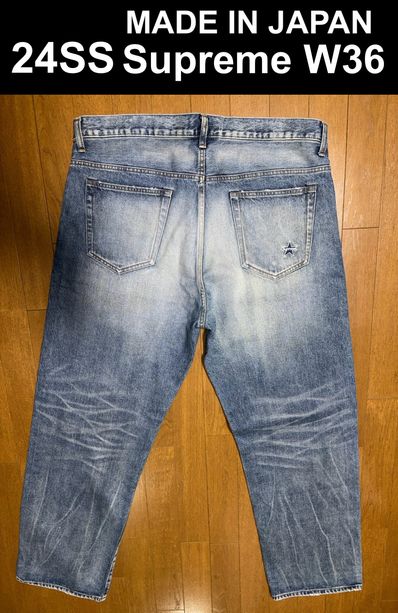 Supreme Distressed Loose Fit Selvedge Jean "Washed Indigo" (24SS)
