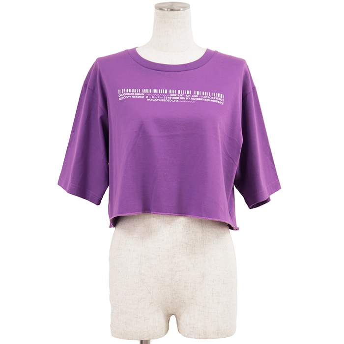 SALE【未使用】DOLCE&GABBANA ドルチェアンドガッバーナ クロップドTシャツ サイズ XS レディース プリント コットン100% カットソー トップス タグ付属 パープル 紫 イタリア製