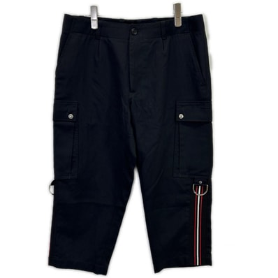 ディオールオム 763C175E3971 ブラック サイドストライプ クロップドパンツ 48