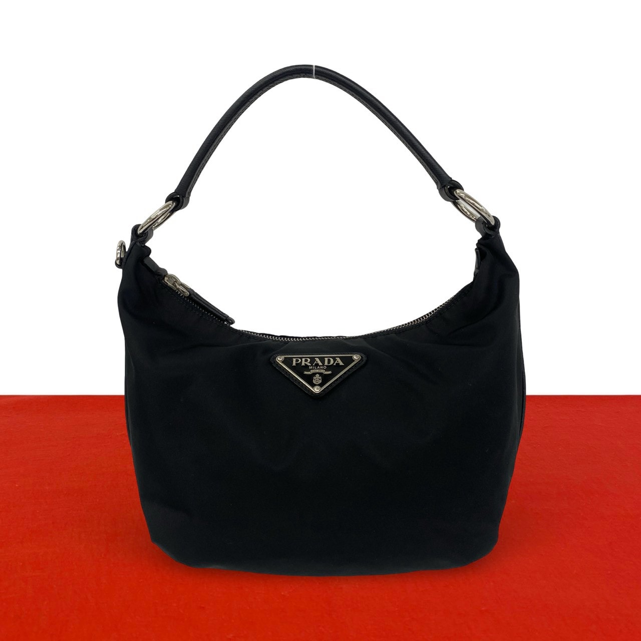 PRADA プラダ 三角ロゴ 金具 ナイロン レザー ショルダーバッグ ブラック
914-8