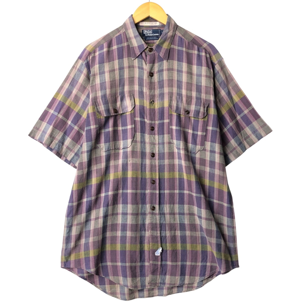 古着 ラルフローレン Ralph Lauren POLO by Ralph Lauren マドラスチェック 半袖 コットン チェックシャツ メンズL相当/eaa577909