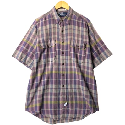 古着 ラルフローレン Ralph Lauren POLO by Ralph Lauren マドラスチェック 半袖 コットン チェックシャツ メンズL相当/eaa577909