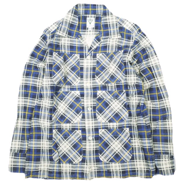 South2 West8 サウスツーウェストエイト S2W8 6 POCKET SHIRT - COTTON PLAID コットンフランネル 6ポケット チェックオープンカラーシャツ P BLUE 長袖 開襟 トップス g13822