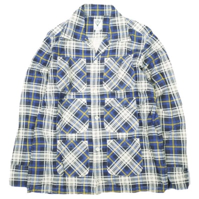 South2 West8 サウスツーウェストエイト S2W8 6 POCKET SHIRT - COTTON PLAID コットンフランネル 6ポケット チェックオープンカラーシャツ P BLUE 長袖 開襟 トップス g13822
