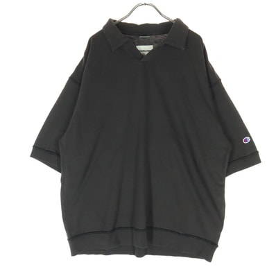 Champion チャンピオン 半袖 オープンカラー シャツ L グレー
