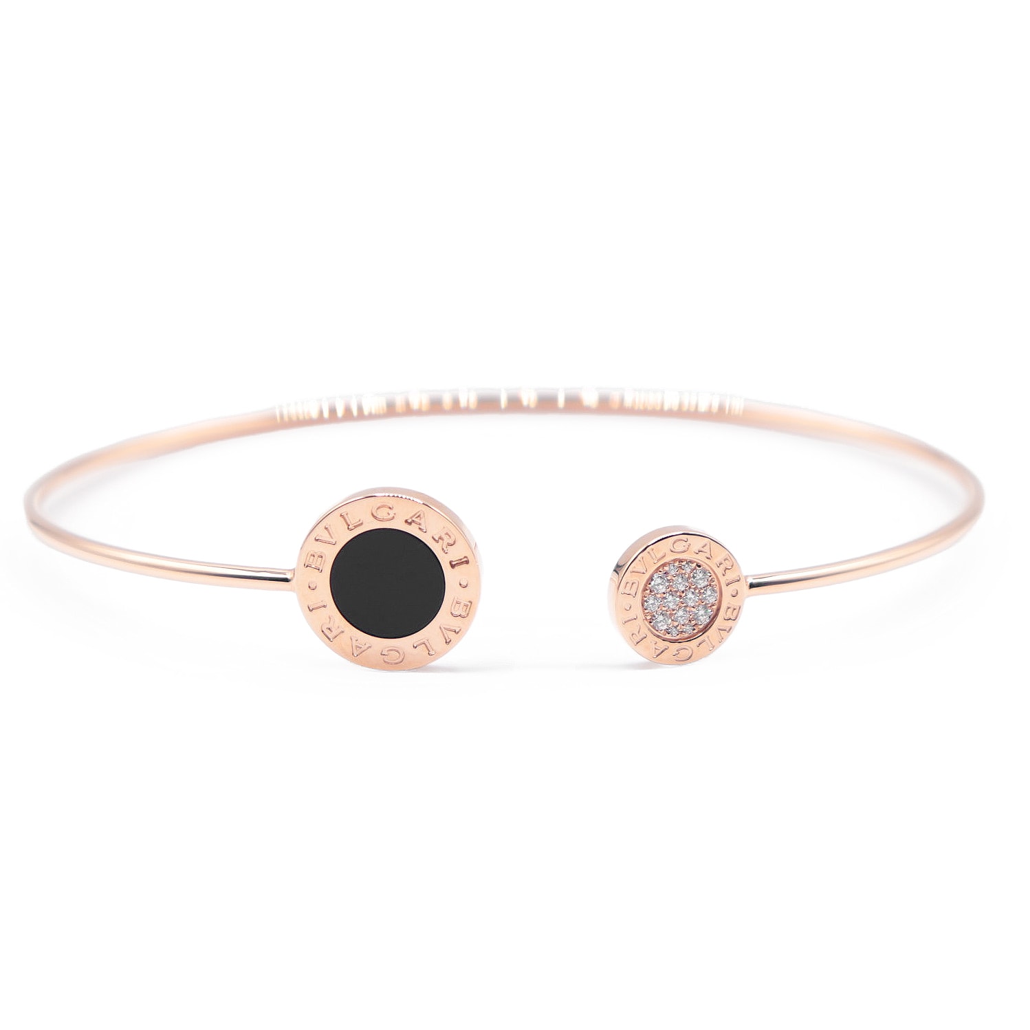 BVLGARI ブルガリ ブルガリブルガリ バングル ダイヤモンド オニキス 18金 K18PG ジュエリー ブレスレット ギャランティカード付属 イタリア製 手首周り19.5cm