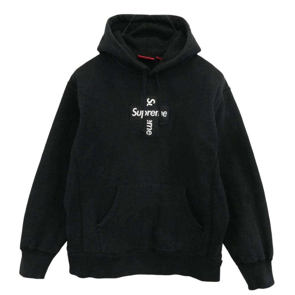Supreme シュプリーム パーカー Cross Box Logo Hoodie  クロスボックス ロゴ フーディー プルオーバー パーカー スウェットシャツ ブラック系 M【中古】