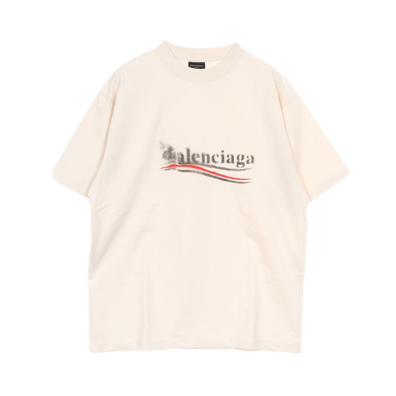 バレンシアガ BALENCIAGA Political Stencil カットソー 衣料品 トップス コットン メンズ レディース ホワイト系 764235 【中古】