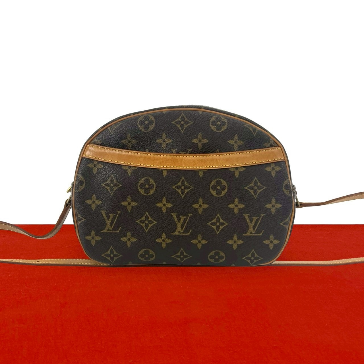 LOUIS VUITTON ルイヴィトン ブロワ モノグラム レザー PVC ショルダーバッグ ブラウン
 431-5