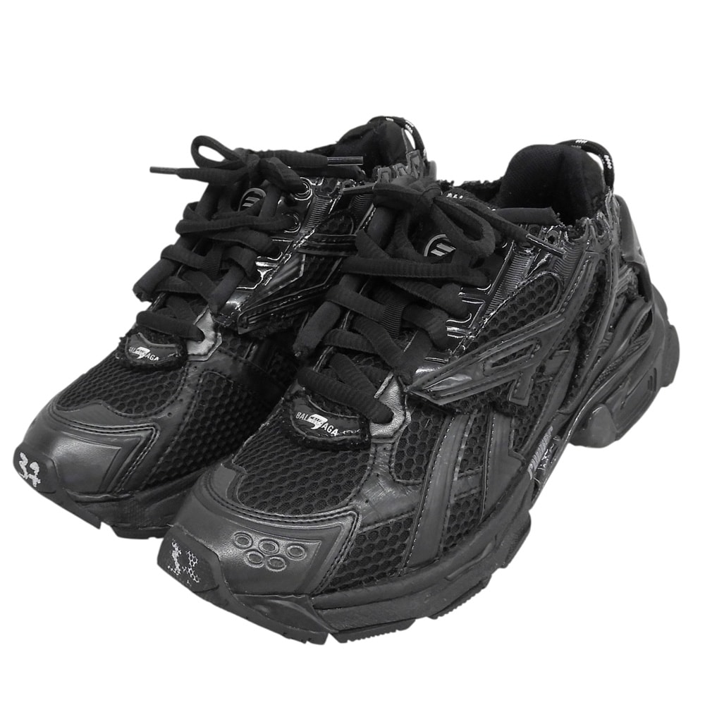 バレンシアガ RUNNER ランナー メッシュ ローカットスニーカー シューズ メンズ ブラック 24.5cm 656063 37(EU)