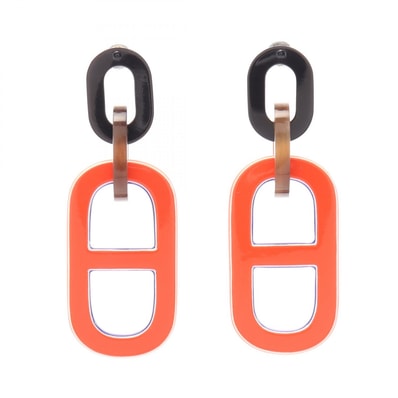 エルメス HERMES シェーヌダンクル ピアス ジュエリー プラスチック オレンジ レディース オレンジ系 / ブラウン系 / マルチカラー 【中古】