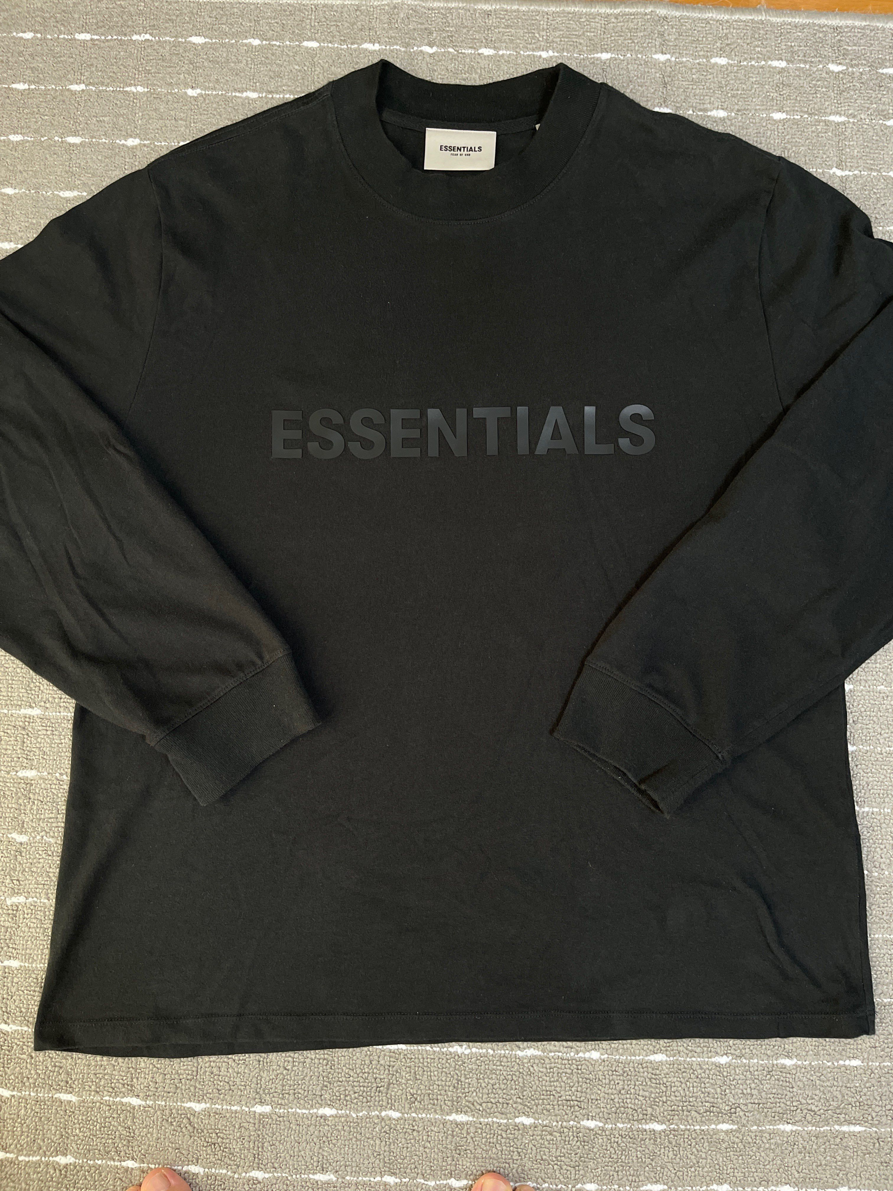 FEAR OF GOD ESSENTIALS 3D Silicon Applique Boxy Long Sleeve T-Shirt "Black"