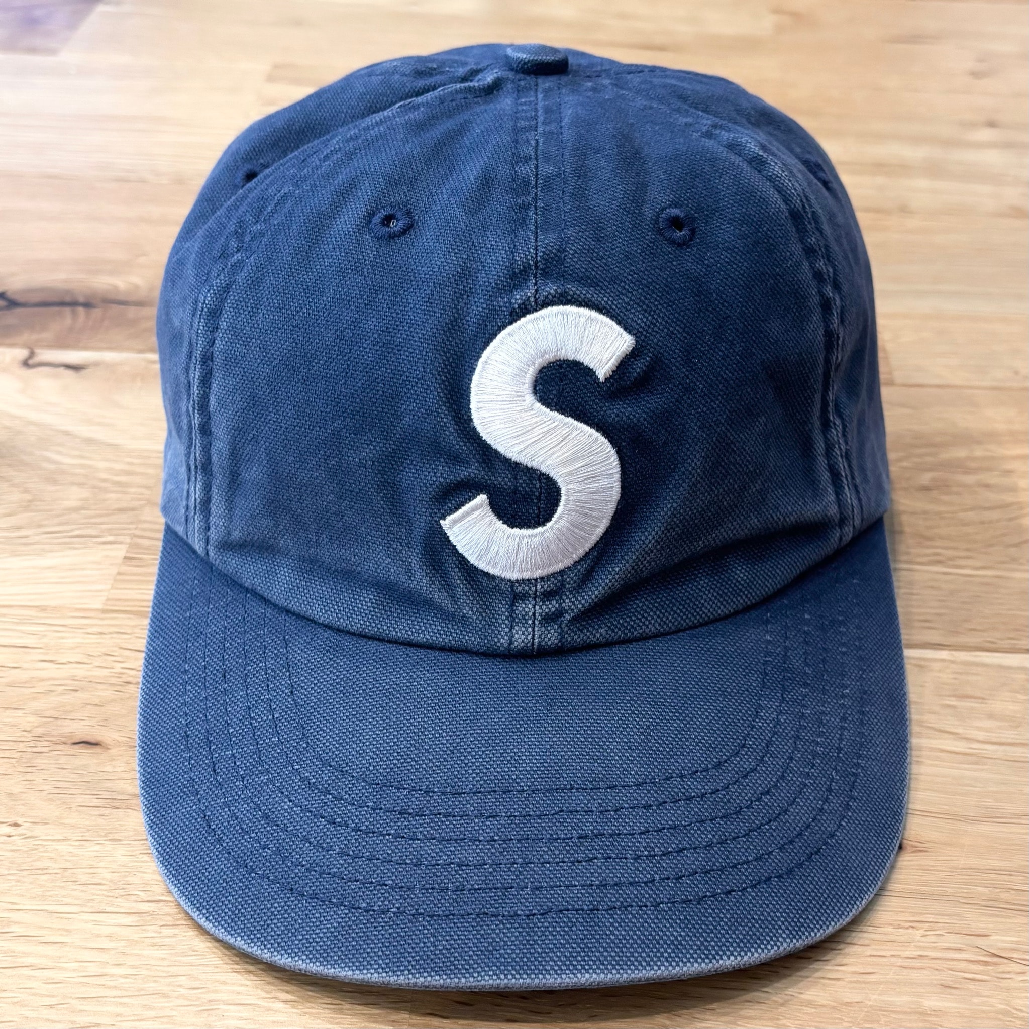 Supreme Washed Canvas S Logo 6-Panel "Navy"