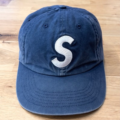 Supreme Washed Canvas S Logo 6-Panel "Navy"