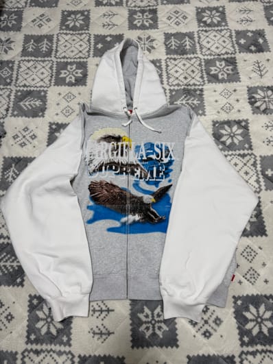 Supreme x MM6 Maison Margiela Eagle Zip Up Hooded Sweatshirt "Ash Grey"