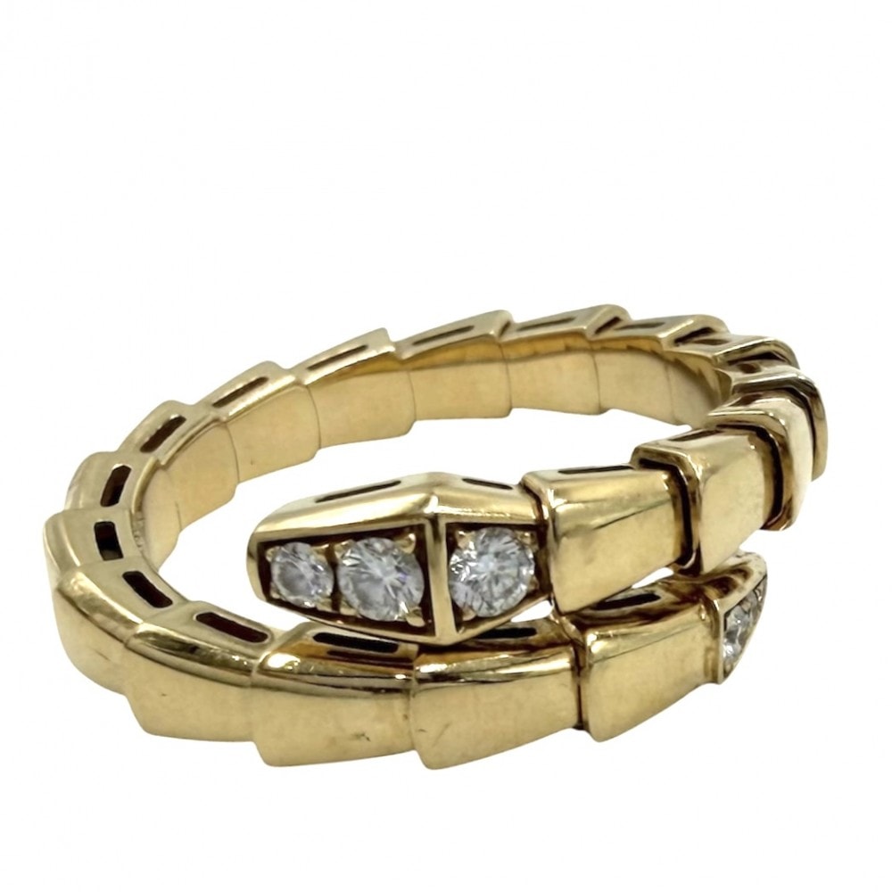 BVLGARI ブルガリ 指輪 セルペンティ ヴァイパー ジュエリー アクセサリー リング Au750 18金YG K18イエローゴールド ダイヤモンド0.14ct 約17号 レディース 約7.5g【中古品】