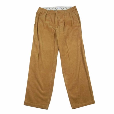 schott ショット パンツ 3116040 CORDUROY DOUBLE PLEATS WIDE PANTS コーデュロイ 2タック ワイド パンツ ブラウン ベージュ系 L【中古】