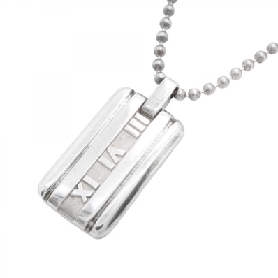 【6jdb0642-k】ティファニー ネックレス アトラス プレート/ボールチェーン シルバー925【中古】レディース