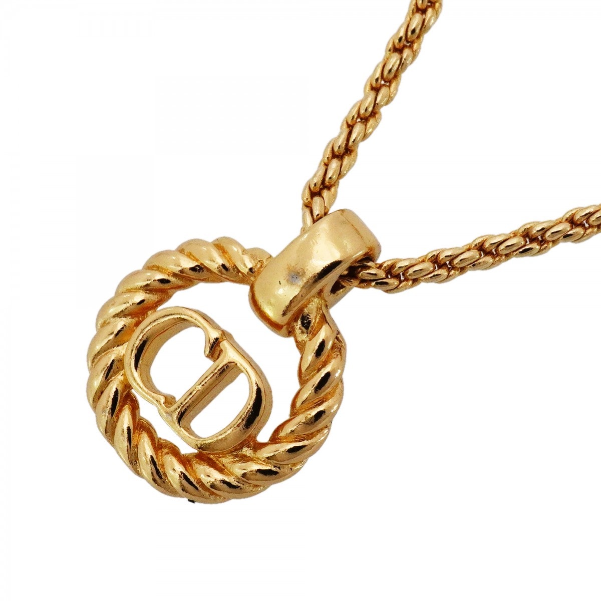 ★SALE【6jcb0871-k】クリスチャンディオール ネックレス CDロゴ GPメッキ ゴールド【中古】レディース