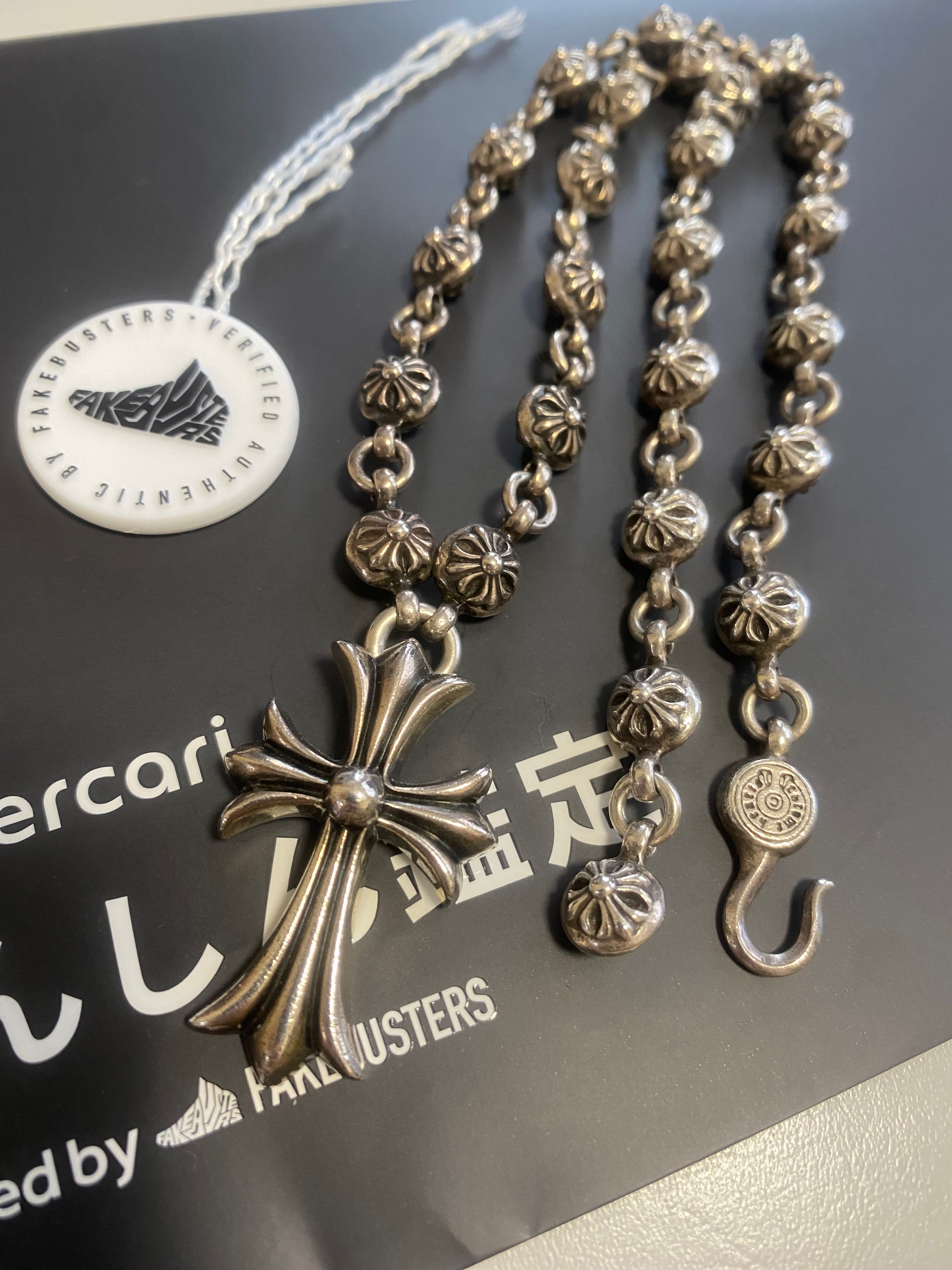 Chrome Hearts # 1 Cross Ball Necklace / CH Cross 50cm "Silver"