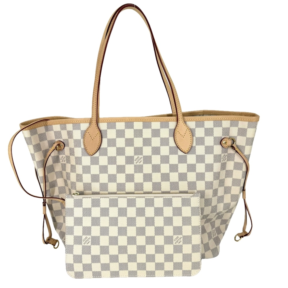 LOUIS VUITTON ルイヴィトン トートバッグ ネヴァーフルMM 肩掛け N51107 ダミエ・アズール ホワイト 白 ゴールド金具 レディース 美品【中古品】