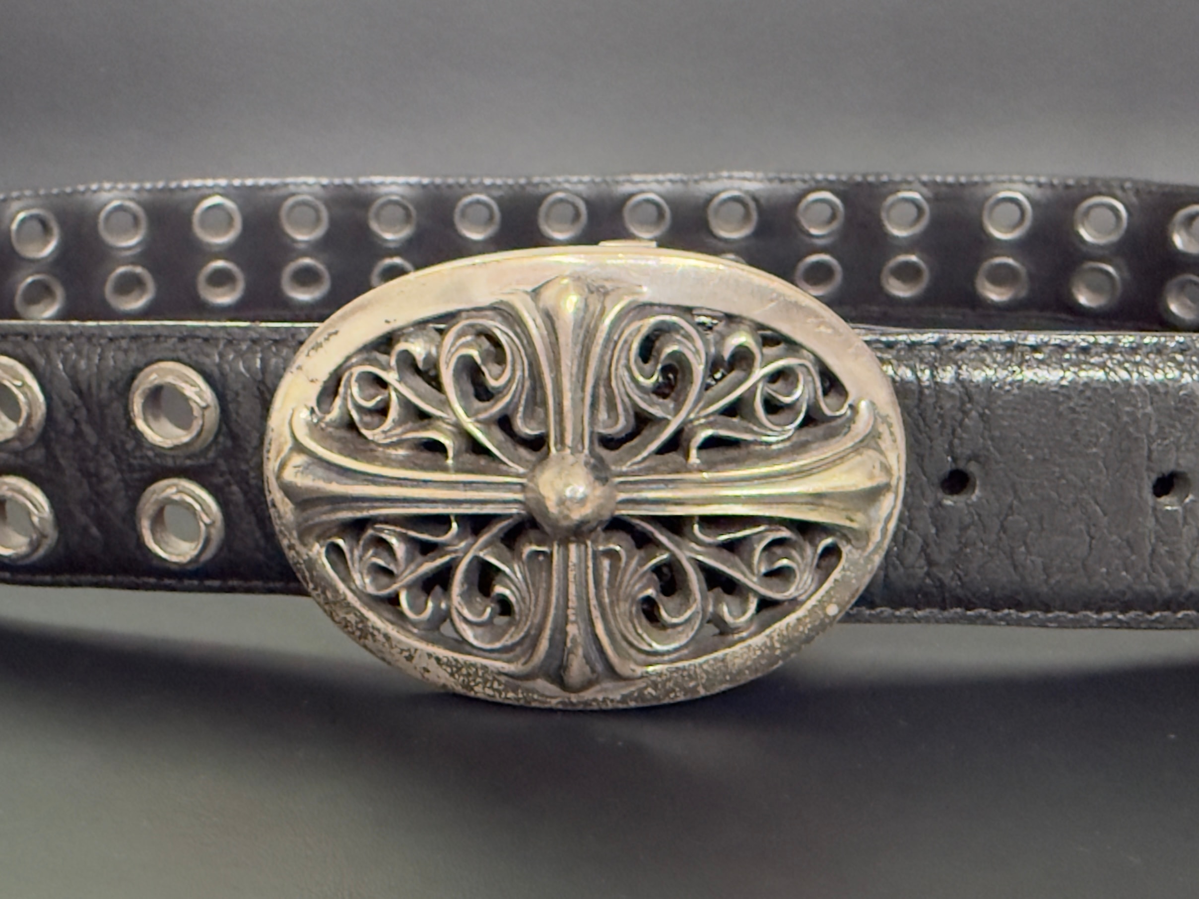 CHROME HEARTS クロムハーツ クラシックオーバルクロス バックル STRAP DBL GROMMET ベルト 36