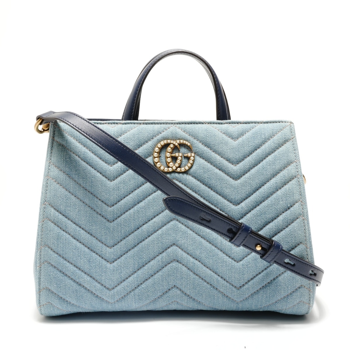 D (傷や汚れあり)】グッチ GUCCI GGマーモント 2WAY デニム ショルダー