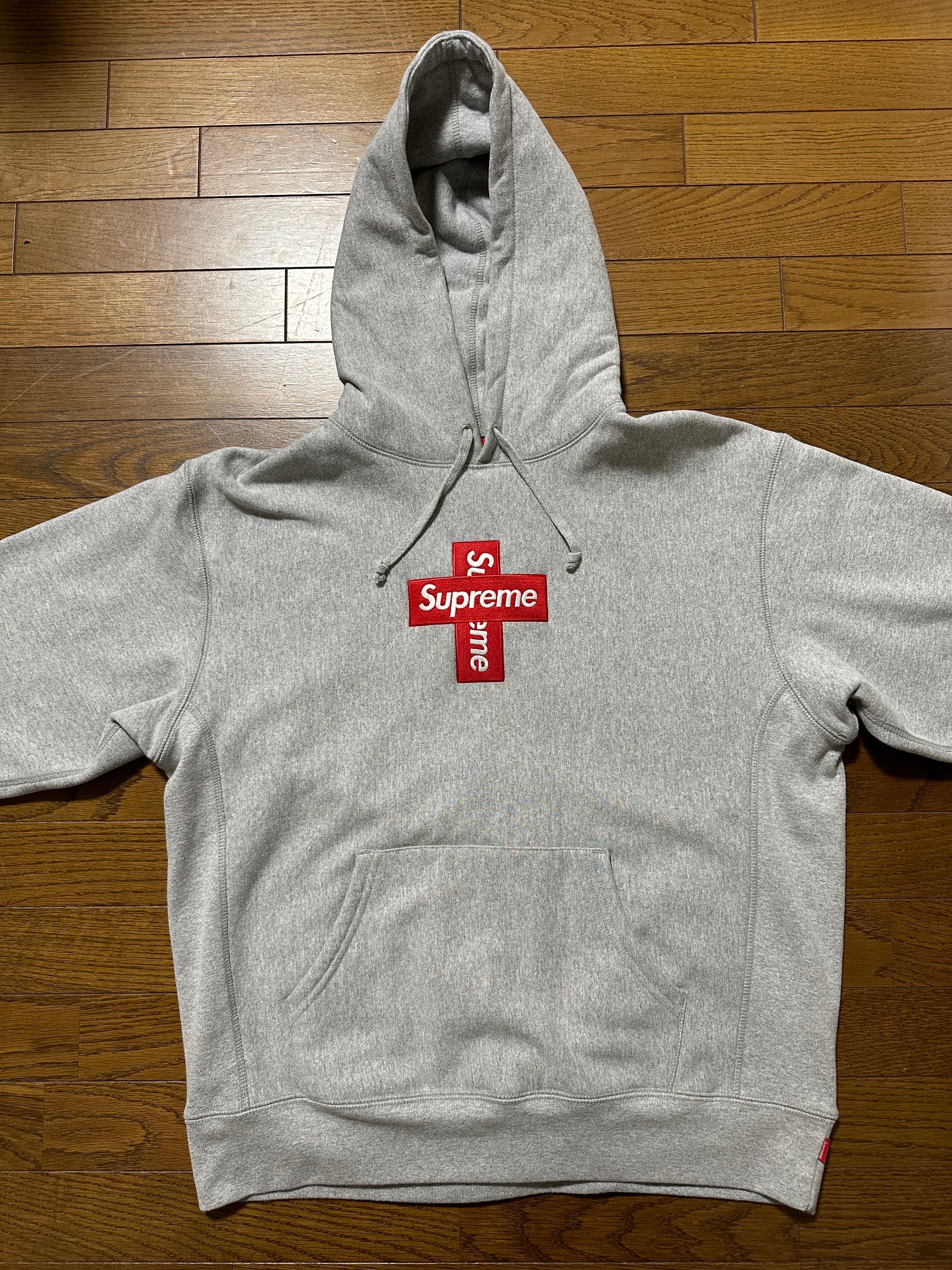 Supreme Cross Box Logo Hooded Sweatshirt "Grey"