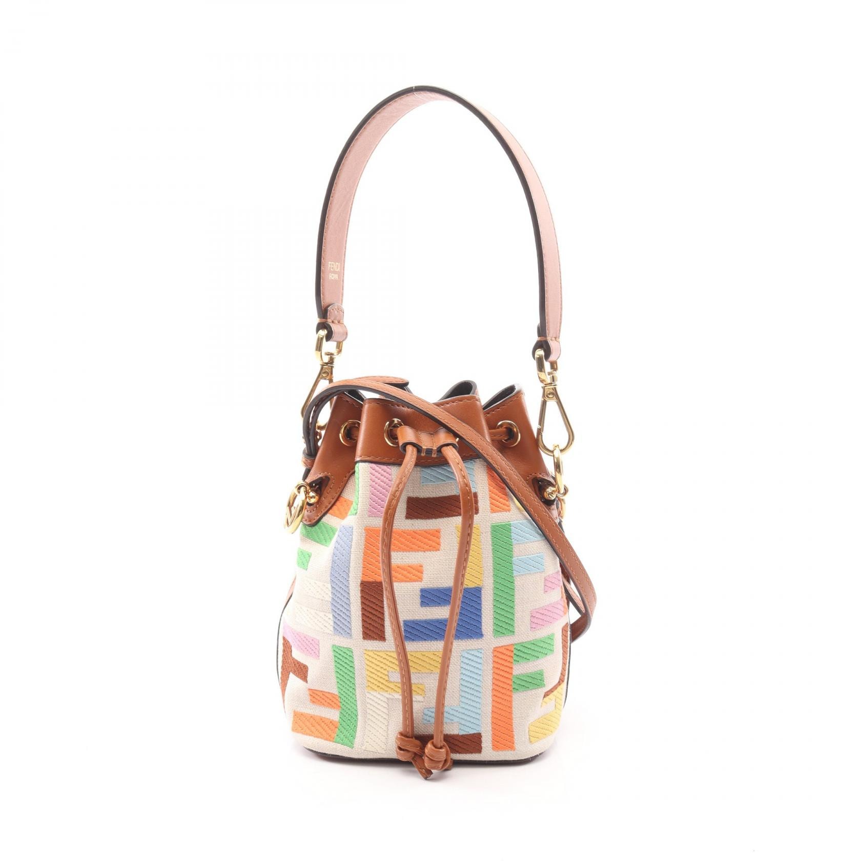 フェンディ FENDI ミニ モントレゾール 2WAY ハンドバッグ バッグ キャンバス レザー レディース ベージュ系 / ブラウン系 / マルチカラー 8BS010 【中古】