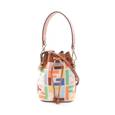フェンディ FENDI ミニ モントレゾール 2WAY ハンドバッグ バッグ キャンバス レザー レディース ベージュ系 / ブラウン系 / マルチカラー 8BS010 【中古】