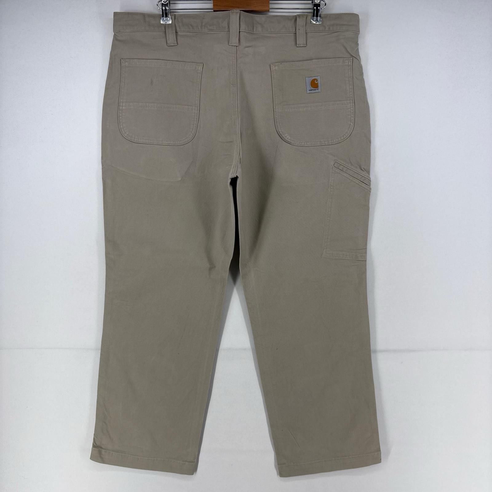 古着 カーハート Carhartt パンツ ワーク ストレート Relaxed Fit 5ポケット ワンポイント 大きいサイズ w40 L28 ベージュ メンズ