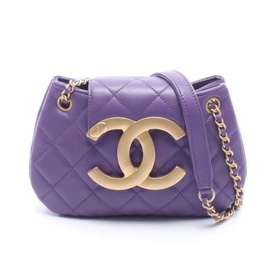 シャネル CHANEL マトラッセ スモール メッセンジャー ショルダーバッグ バッグ ラムスキン(羊革) レディース パープル系 AS4609 【中古】