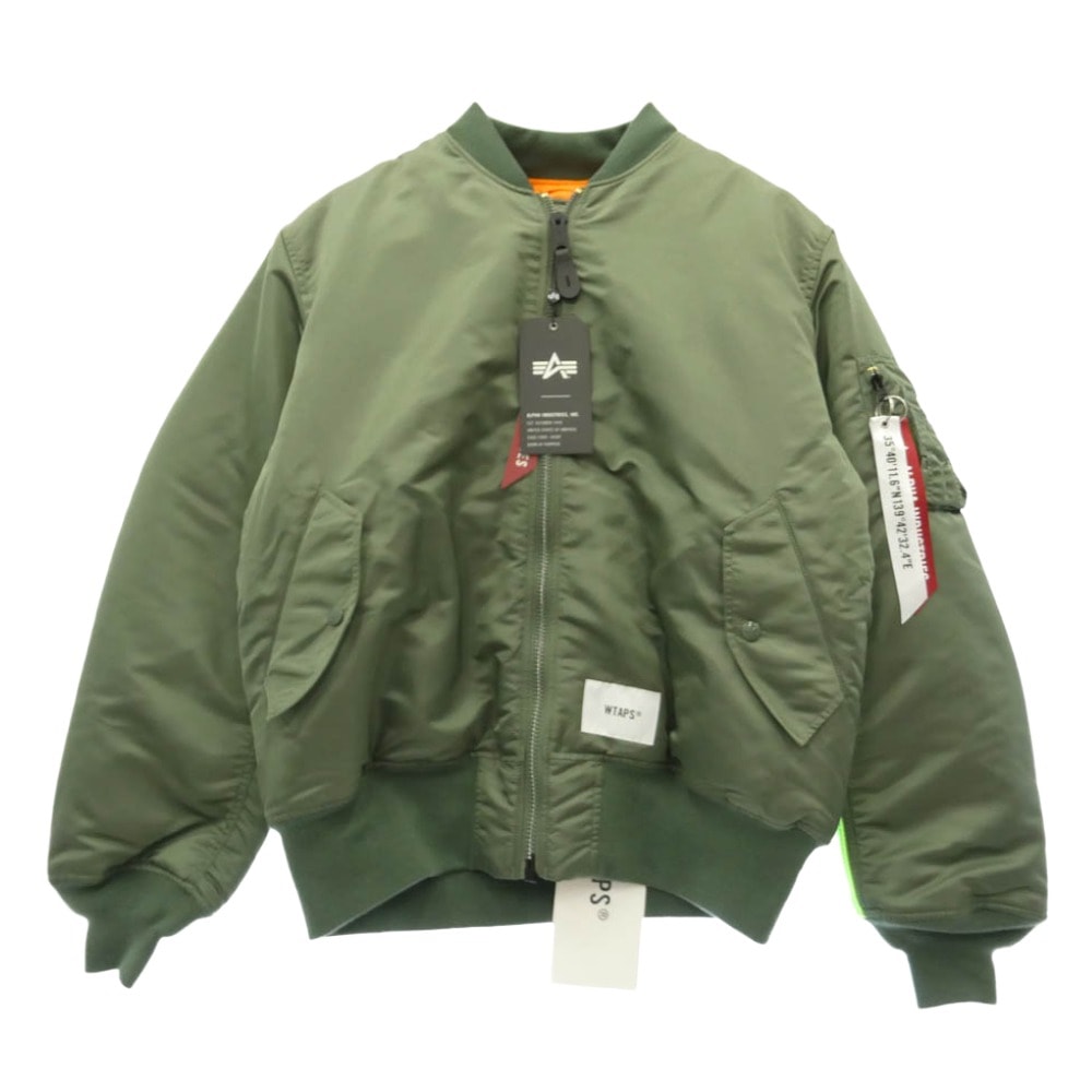 WTAPS ダブルタップス ALPHA アルファ 25AW 797-5252036 ×ALPHA MA-1  アルファ ブルゾン 中綿 ジャケット モスグリーン系 3【極上美品】【中古】