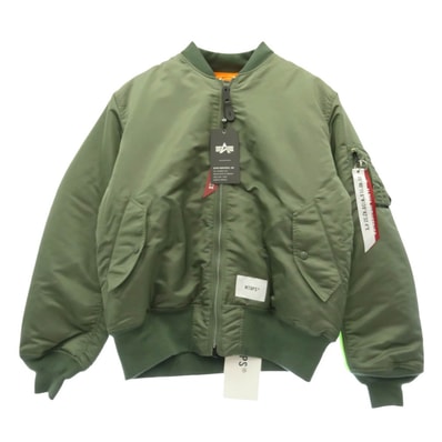 WTAPS ダブルタップス ALPHA アルファ 25AW 797-5252036 ×ALPHA MA-1 アルファ ブルゾン 中綿 ジャケット モスグリーン系 3【極上美品】【中古】