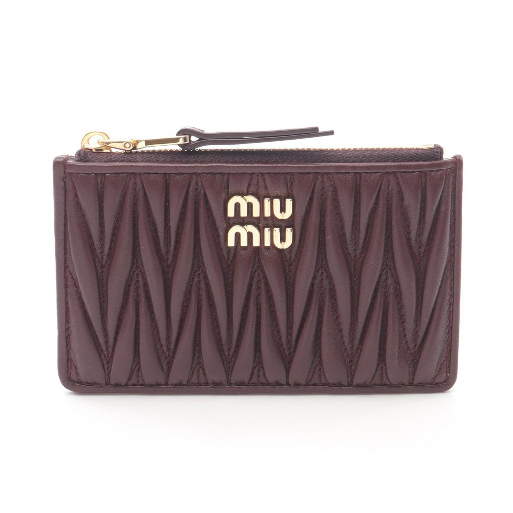 ミュウ ミュウ Miu Miu MATELASSE'MIU マテラッセ コインケース 財布 レザー レディース ボルドー系 5MB06MAFPPF0007 【新品】
