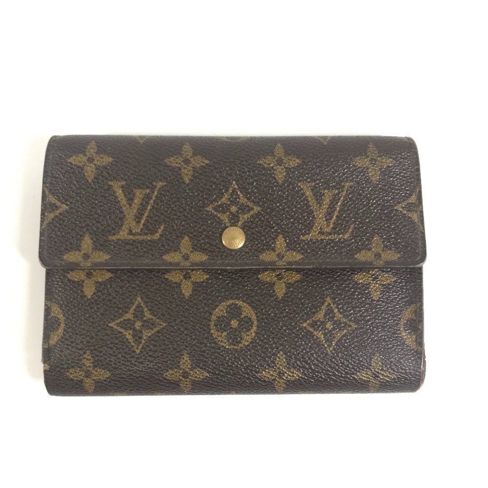 ルイヴィトン LOUIS VUITTON ポルトトレゾールエテュイパピエ M61202 モノグラム  財布 フラップ ウォレット 3つ折り財布 モノグラムキャンバス ブラウン