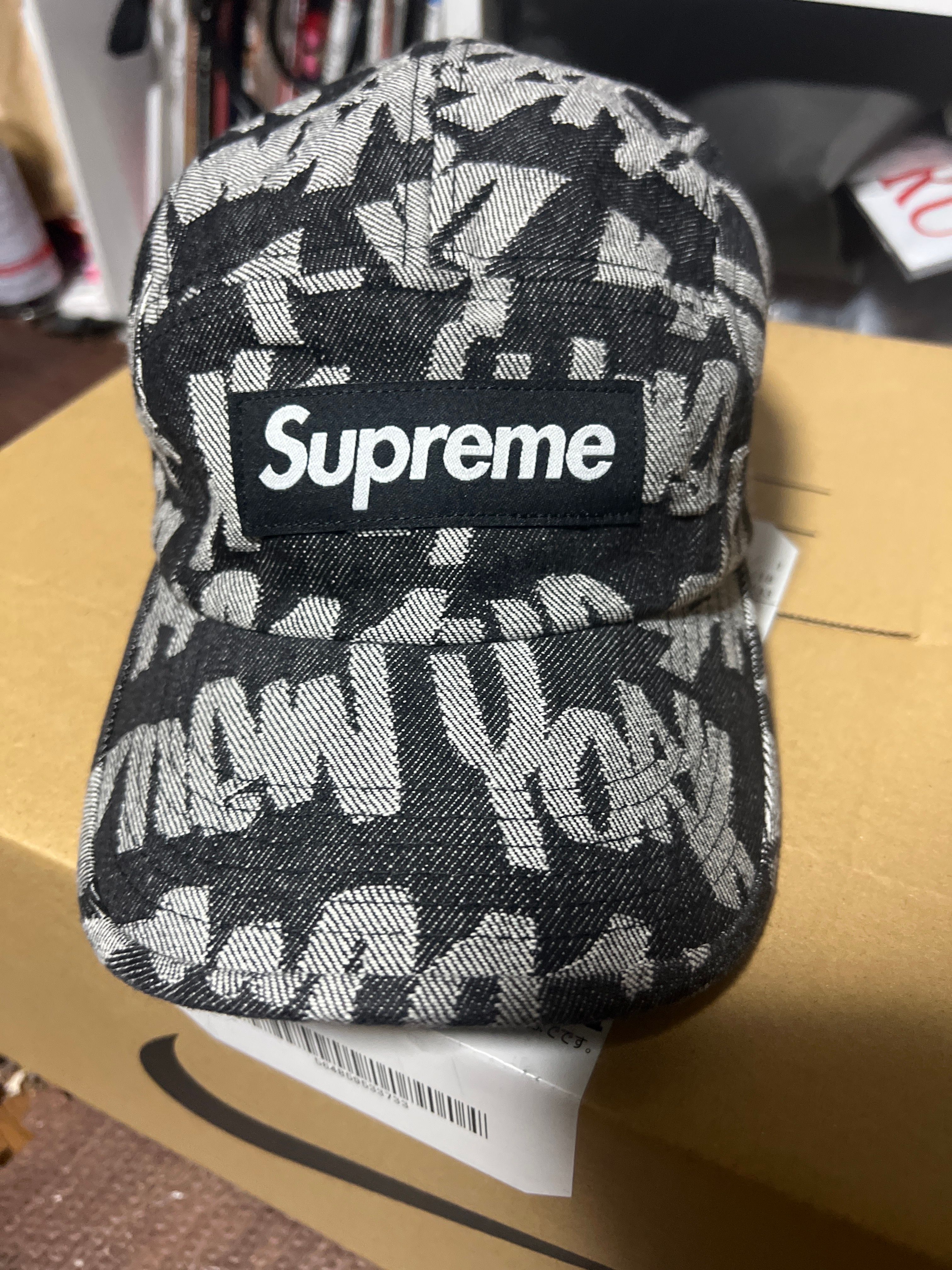 Supreme Fat Tip Jacquard Denim Camp Cap "Black"