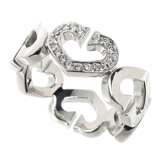 CARTIER カルティエ K18WG ホワイトゴールド Cハート リング・指輪 ダイヤモンド 10.5号 51 7.0g レディース【中古】【美品】