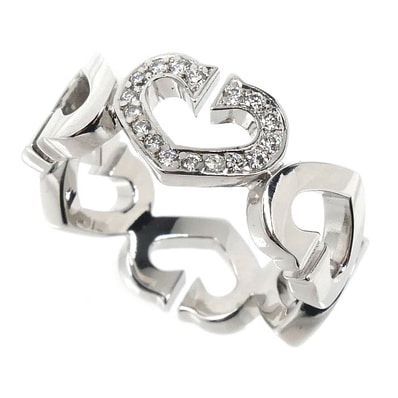 CARTIER カルティエ K18WG ホワイトゴールド Cハート リング・指輪 ダイヤモンド 10.5号 51 7.0g レディース【中古】【美品】