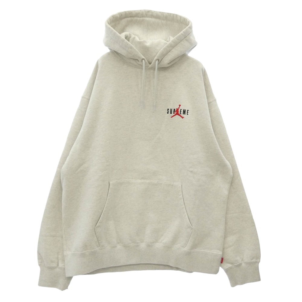 Supreme シュプリーム パーカー 24AW HF0836-051 x Jordan ジョーダン Hooded Sweatshirt ジャンプマン刺繍 フーディー スウェットシャツ パーカー グレー系 L【極上美品】【中古】